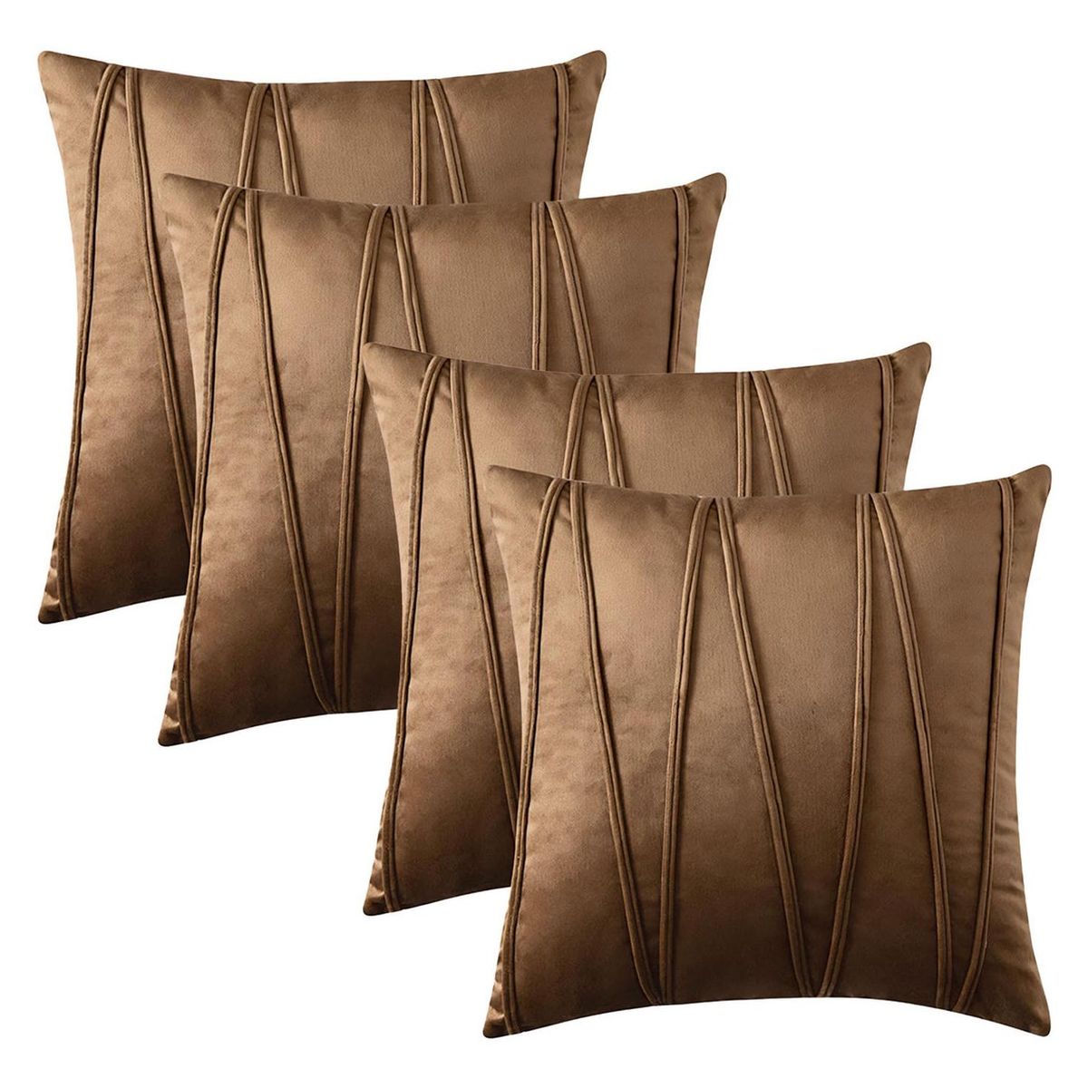 GENERICO - Fundas De Cojin Decorativa 45x45 Lineas Cafe PACK 4 U