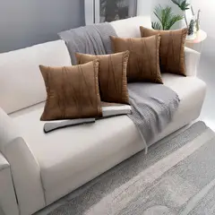 GENERICO - Fundas De Cojin Decorativa 45x45 Lineas Cafe PACK 4 U