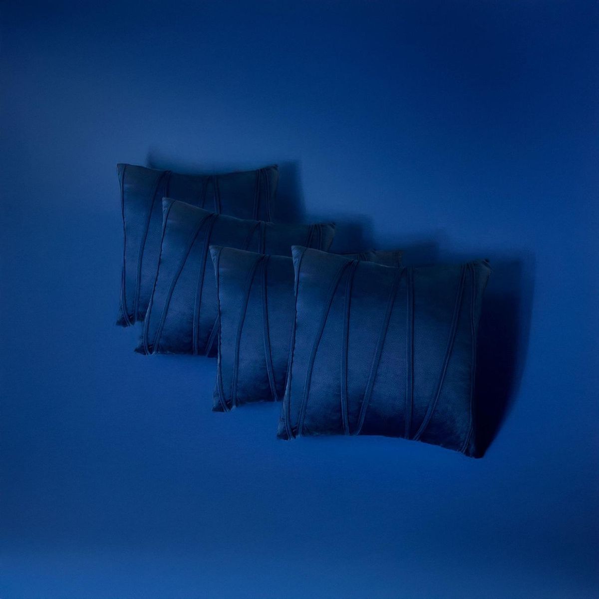 GENERICO - Fundas De Cojin Decorativa 45x45 Lineas Azul PACK 4 U