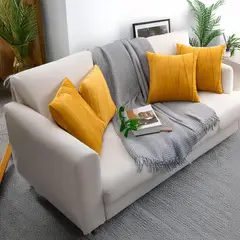 GENERICO - Fundas De Cojin Decorativa 45x45 Lineas Mostaza PACK 4 U