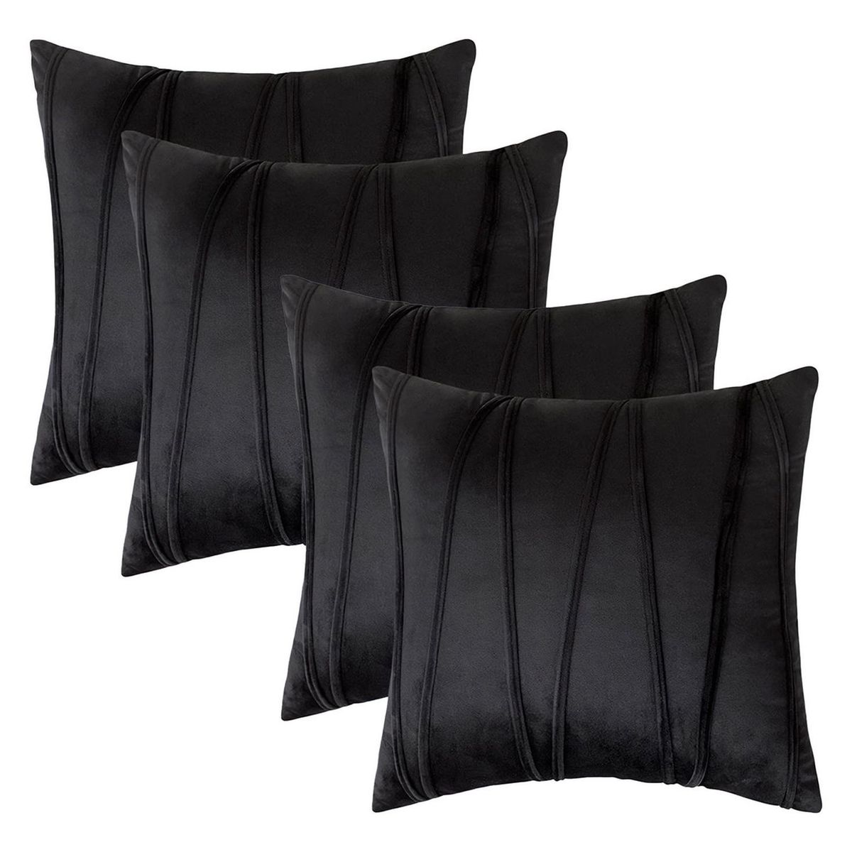 GENERICO - Fundas De Cojin Decorativa 45x45 Lineas Negro PACK 4 U