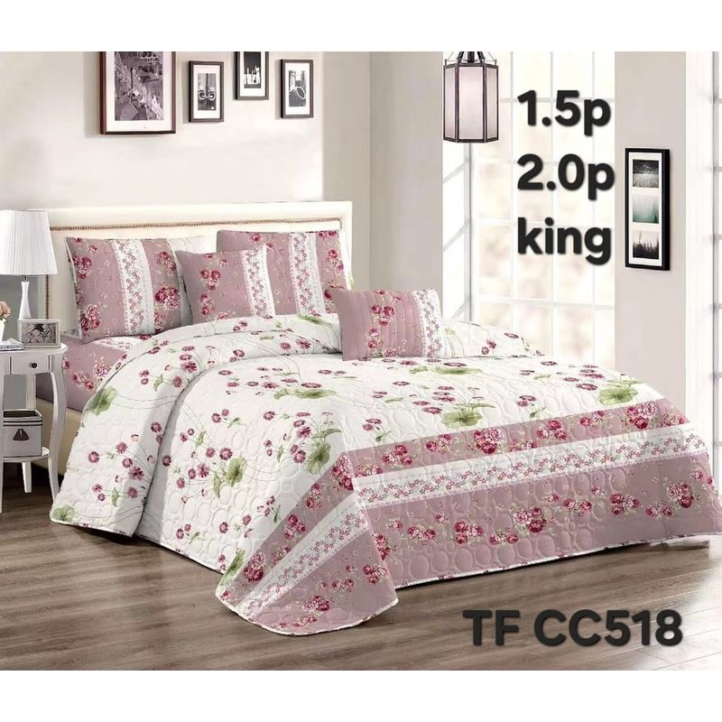 ANGELES DEL HOGAR - Cobertor de Verano Quilt King   Flores Blanco con Rosa TFCC518