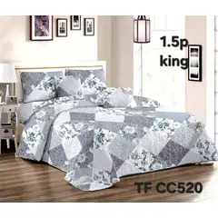 ANGELES DEL HOGAR - Cobertor de Verano Quilt Plaza media 15 Gris con Blanco TFCC520