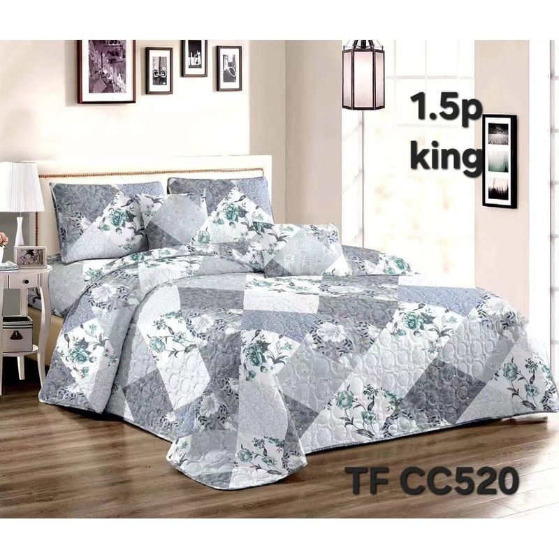 ANGELES DEL HOGAR - Cobertor de Verano Quilt 2 Plaza   Gris con Blanco TFCC520