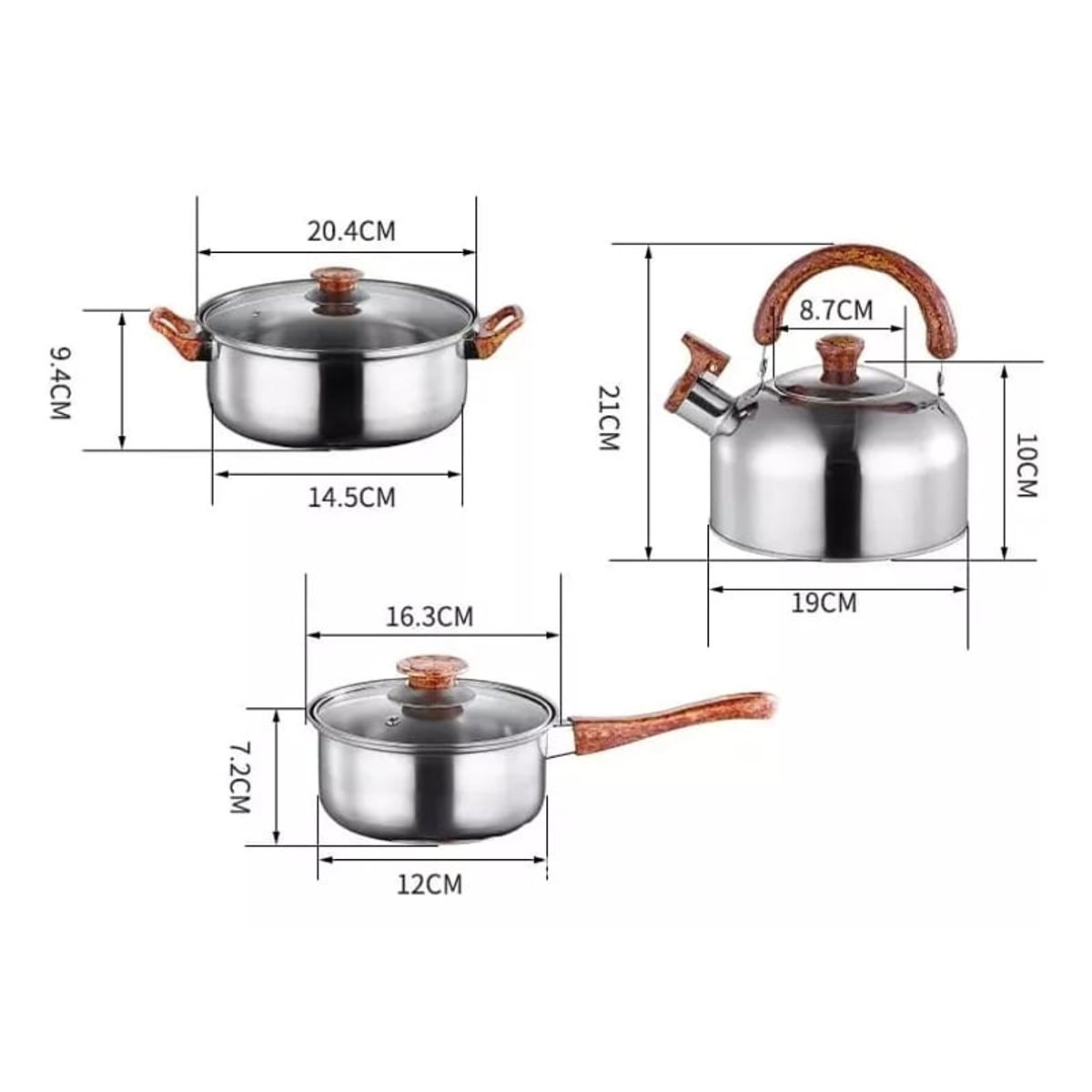 GENERICO - Juego De Ollas De Acero Inoxidable 12 Piezas