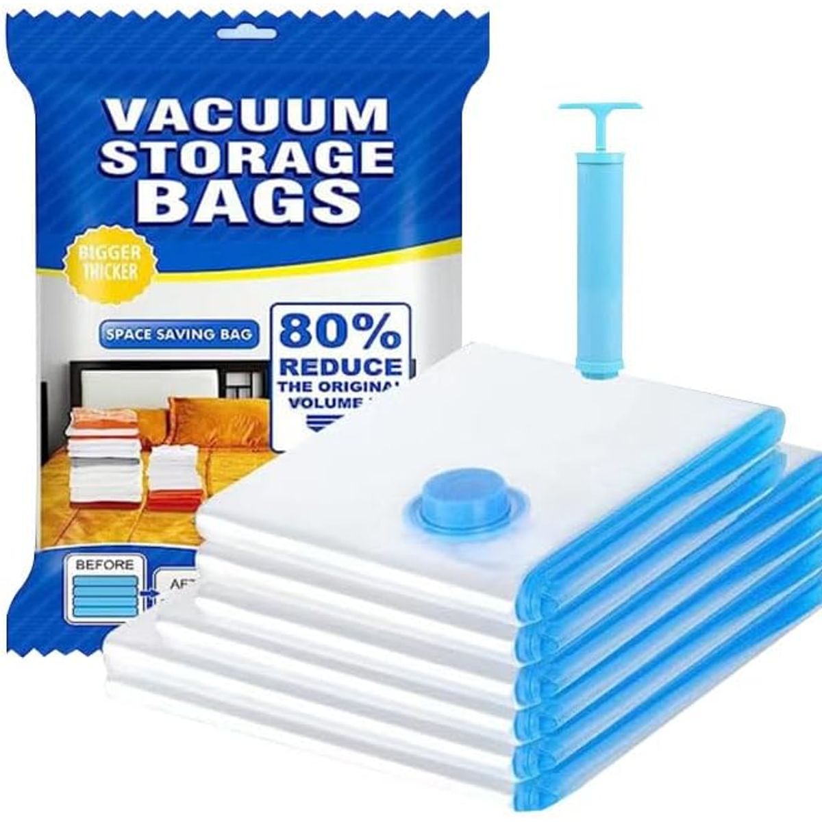 SAVER VACUUM BAG - Bolsas Al Vacio Pack 5 Diferentes Tamaños Comprimir Ropa