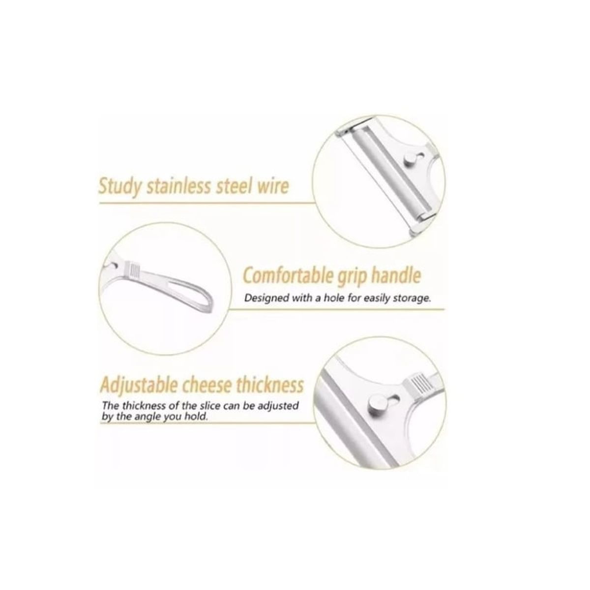 GENERICO - Rebanador Corta Queso Ajustable Aluminio