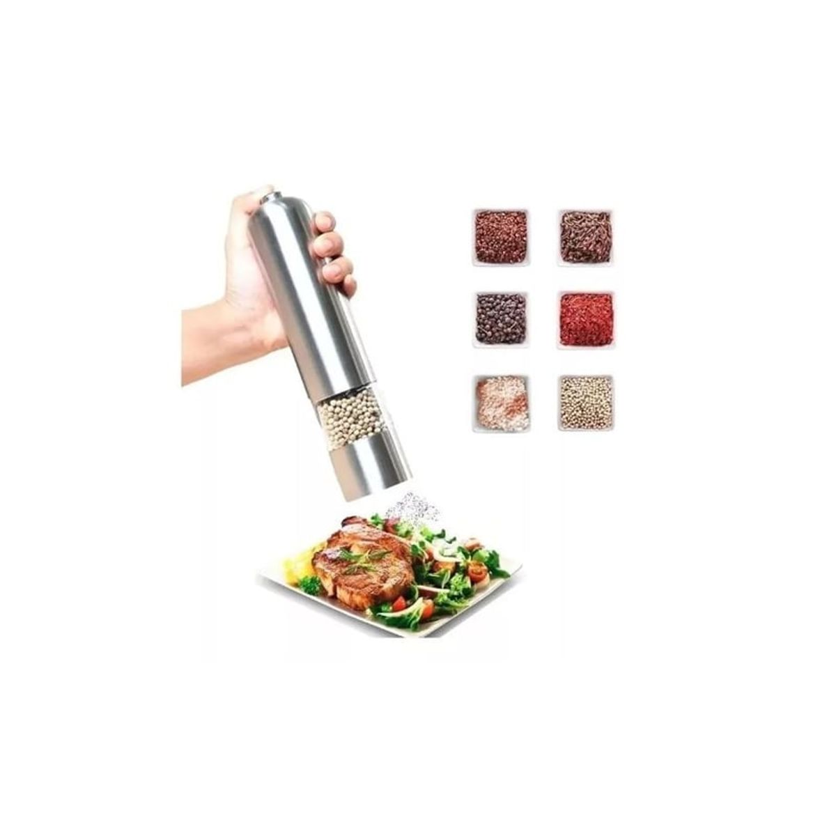 GENERICO - Molinillo Eléctrico Pimienta Sal Especias Molino Pimentero