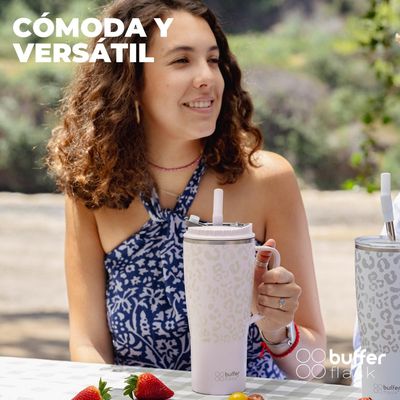 Imagen 2 del producto Vaso Termico Mug Tumbler Buffer 1Lt Acero Inox Frio Calor - Rosa