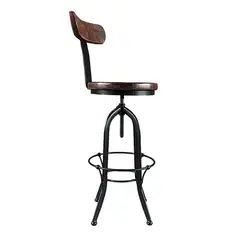MUEBLES EL HERRERO - Taburete giratorio madera acacia color nogal pletina