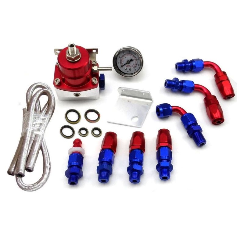GENERICO - Regulador de Bencina Kit Tipo Aeromotive PlateadoRojo
