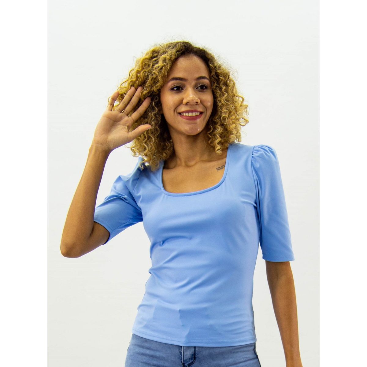 TENTATION - Polera Poliamida MC Azul Tentation