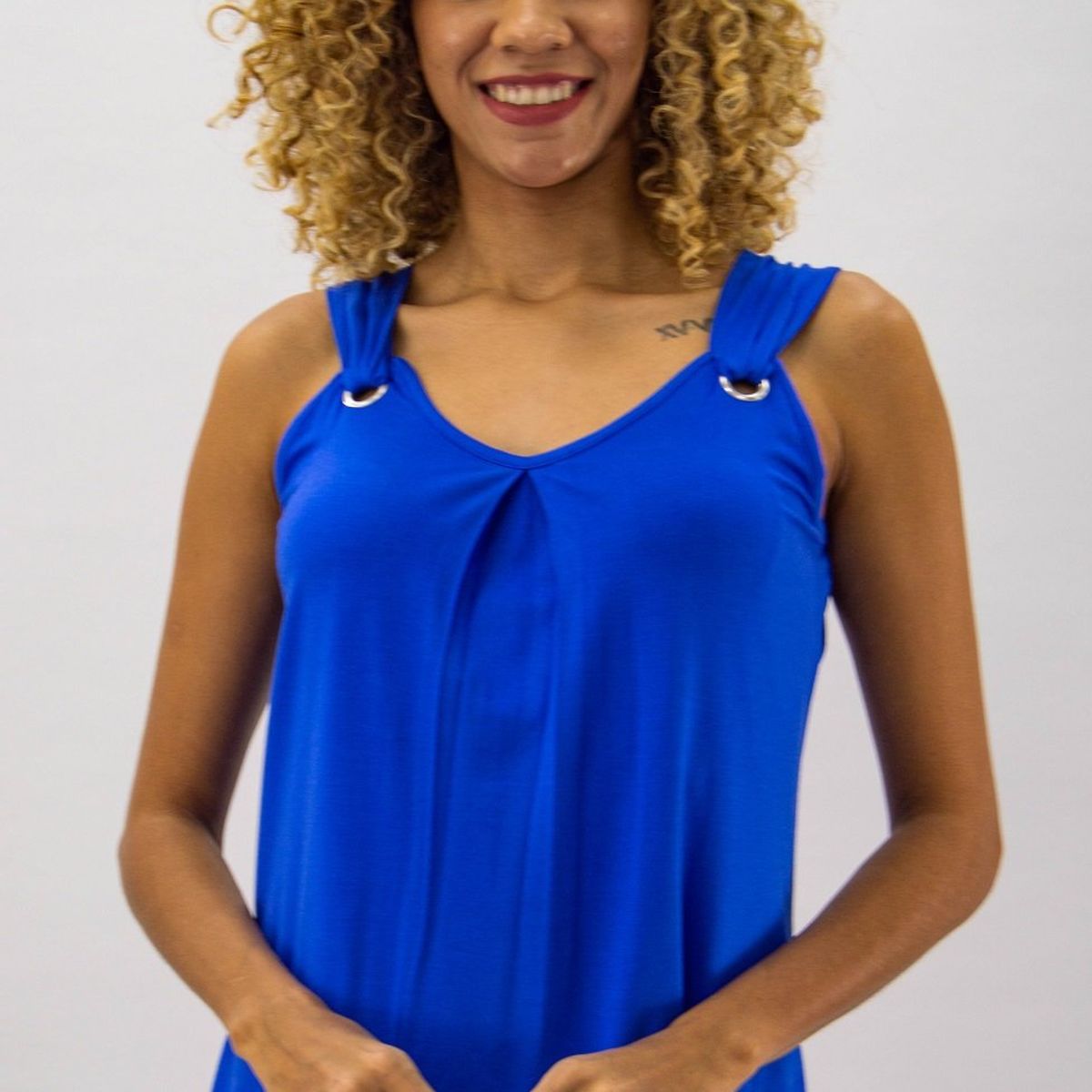 TENTATION - Polera Ojetillo Modal Azul Tentation