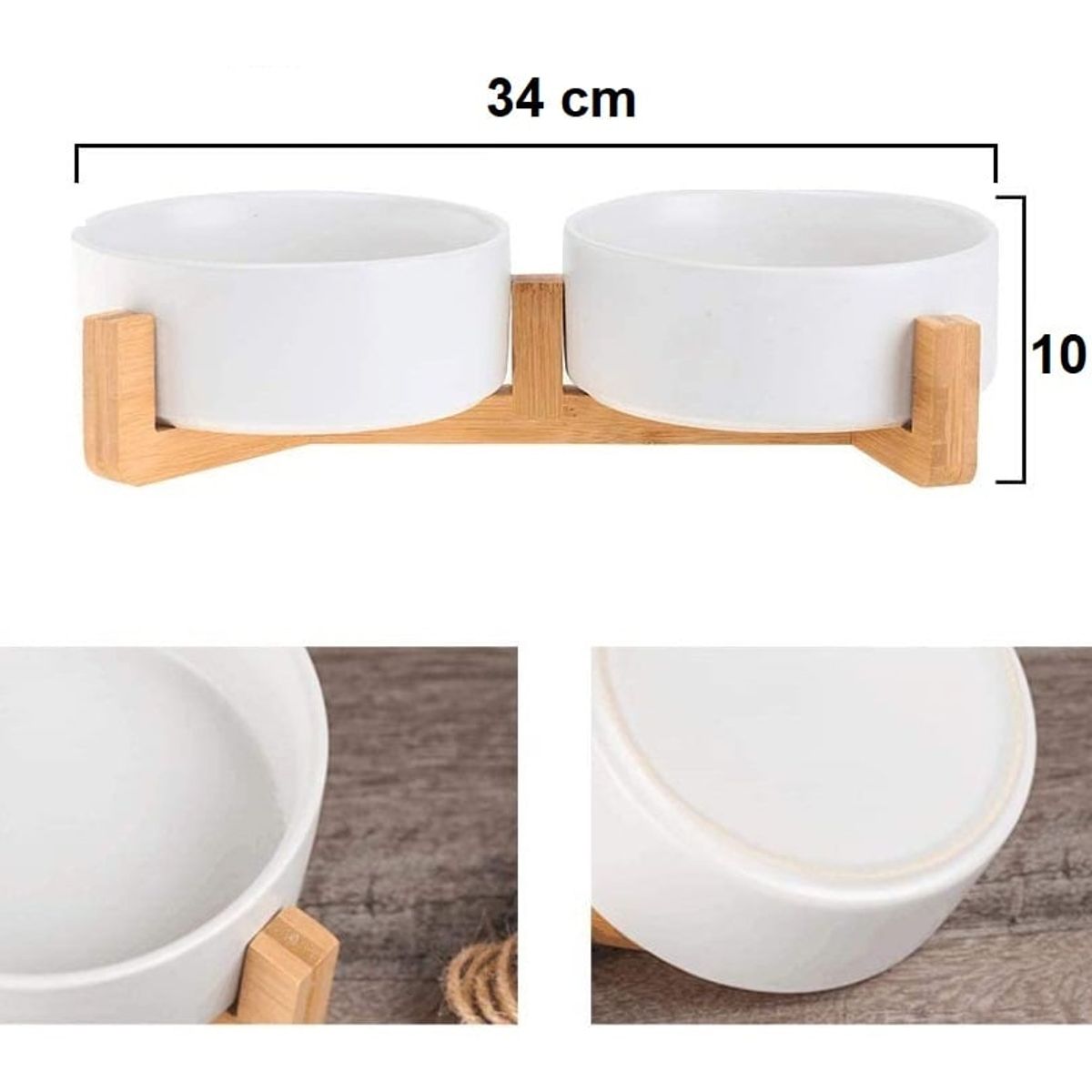 LERNEN - Plato Comedero Doble Grandes De Ceramica Para Perro Gato Xl