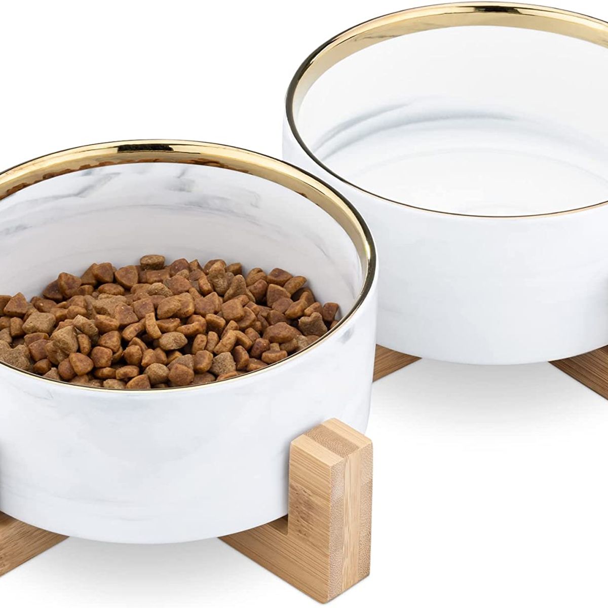 LERNEN - Plato Comedero Doble Grandes De Ceramica Para Perro Gato Xl