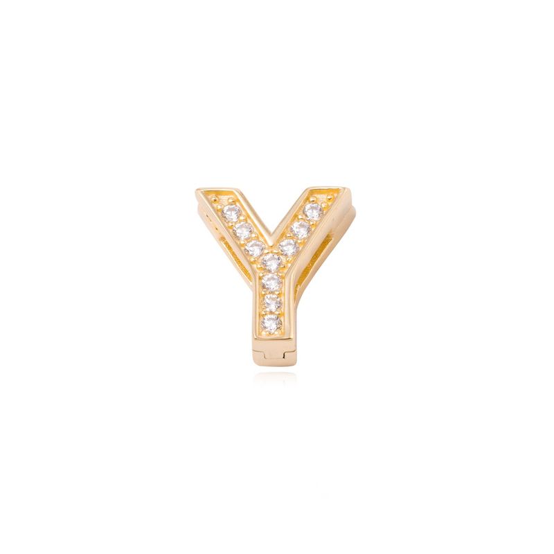 JB JOYAS BARON - Dije de Plata broche Letra Y con Circonita Revestido en Oro 18kt