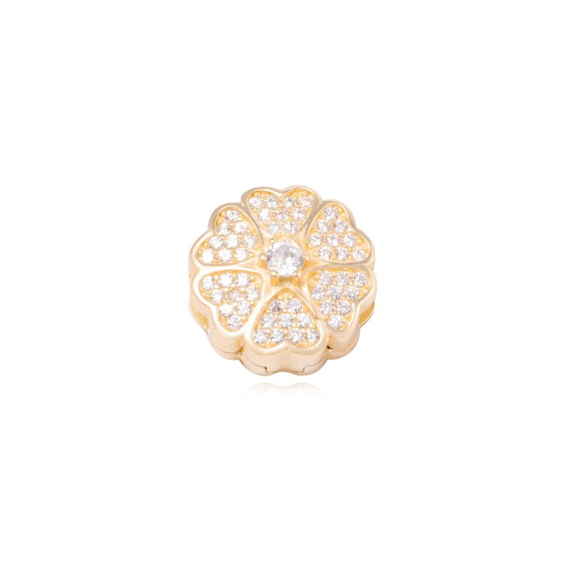 JB JOYAS BARON - Dije de Plata broche Trébol 6 hojas Circonita Revestido en Oro 18kt