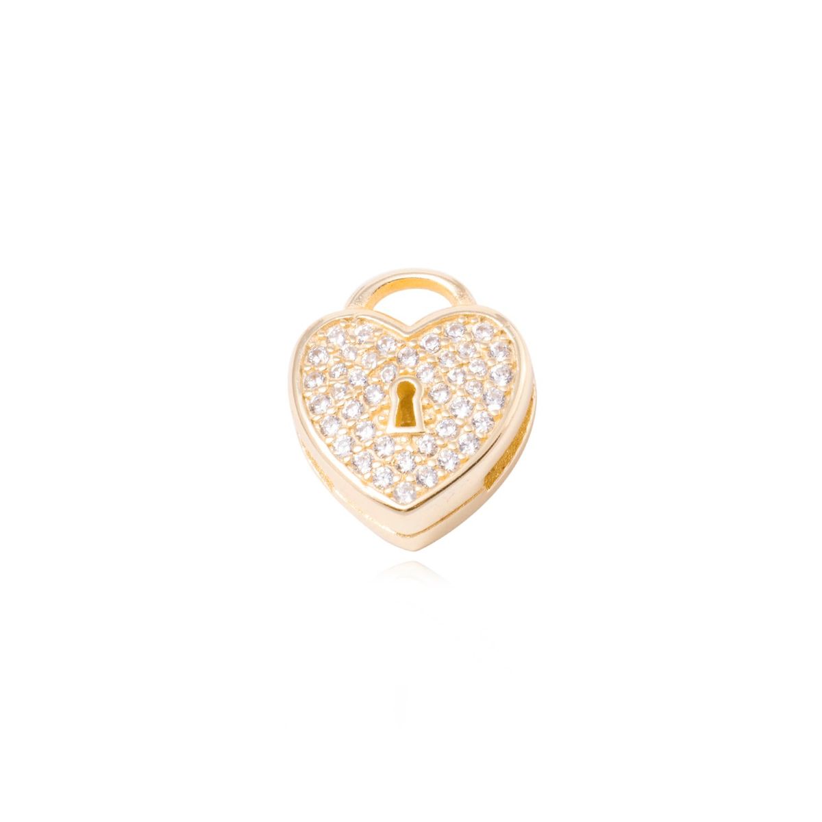 JB JOYAS BARON - Dije de Plata broche Corazón Candado Circonita Revestido en Oro 18kt