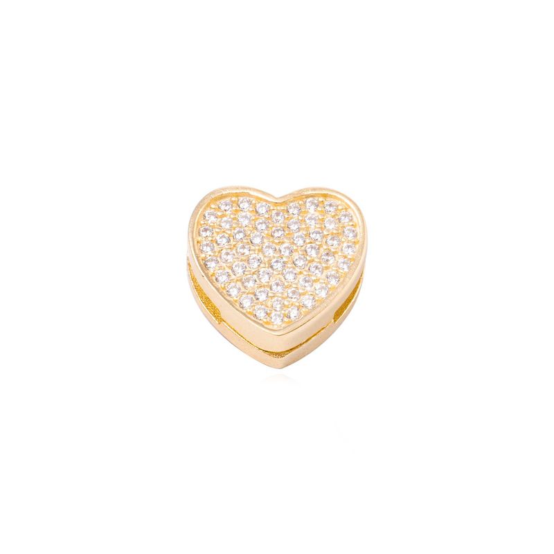 JB JOYAS BARON - Dije de Plata broche Corazón con Circonita Revestido en Oro 18kt
