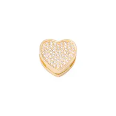 JB JOYAS BARON - Dije de Plata broche Corazón con Circonita Revestido en Oro 18kt
