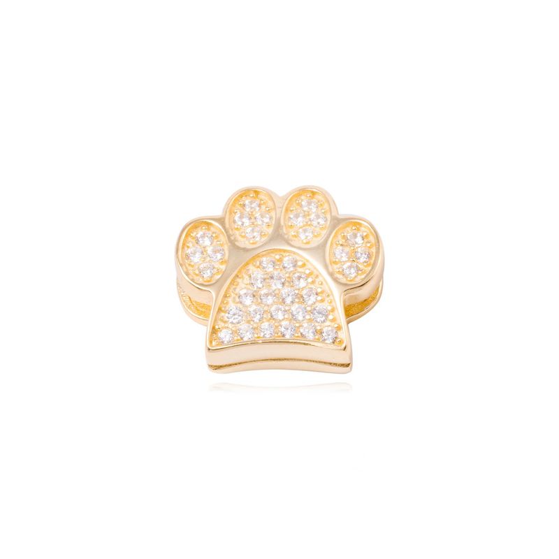JB JOYAS BARON - Dije de Plata broche Huellita con Circonita Revestido en Oro 18kt