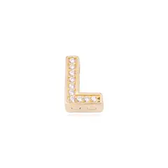 JB JOYAS BARON - Dije de Plata broche Letra L con Circonita Revestido en Oro 18kt