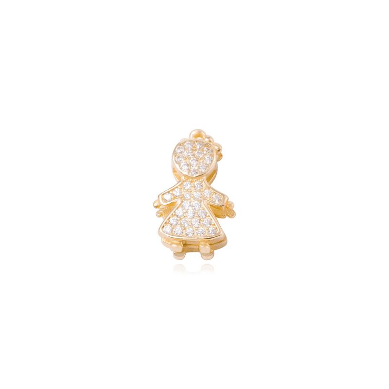 JB JOYAS BARON - Dije de Plata broche Niña con Circonita Revestido en Oro 18kt