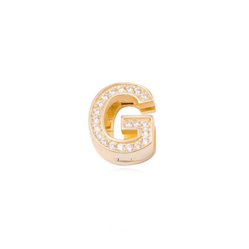 JB JOYAS BARON - Dije de Plata broche Letra G con Circonita Revestido en Oro 18kt