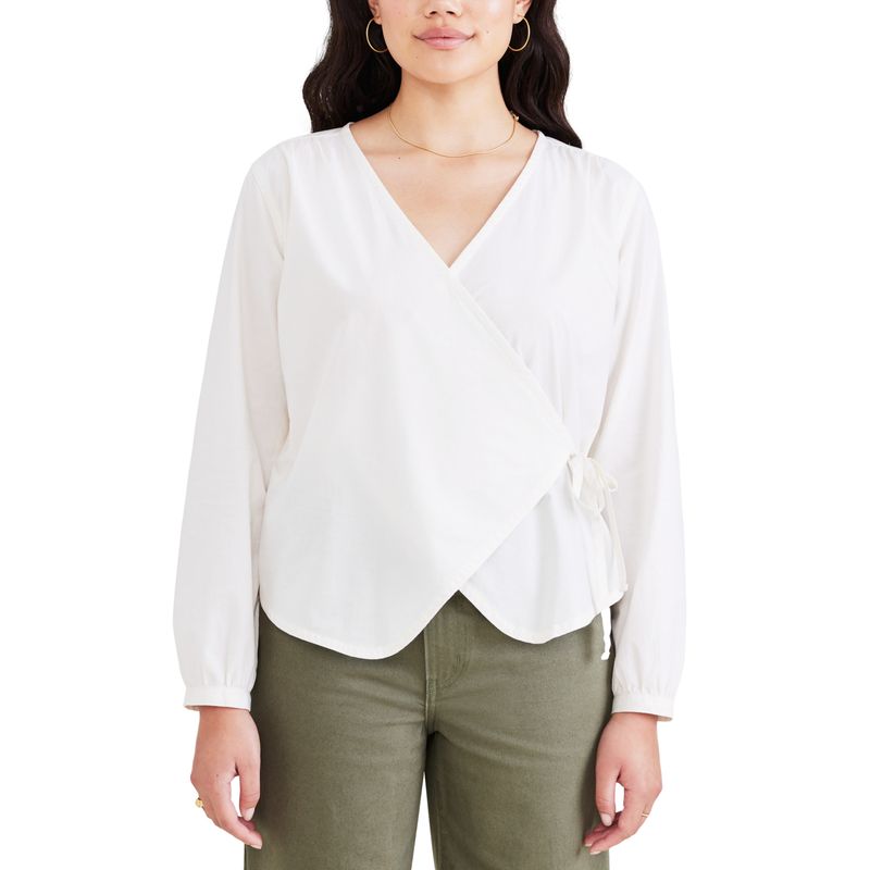 DOCKERS - Blusa Mujer Wrap Regular Fit Blanca Dockers