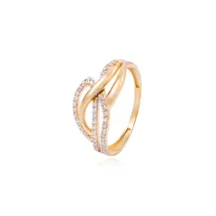 JB JOYAS BARON - Anillo de Oro 18kt Entrelazado Circonita