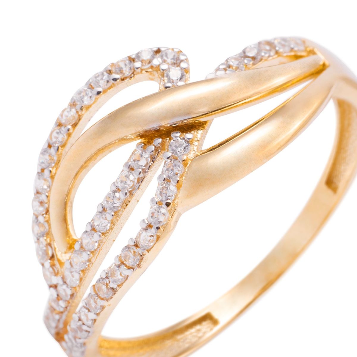 JB JOYAS BARON - Anillo de Oro 18kt Entrelazado Circonita