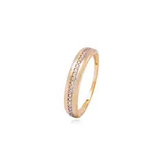 JB JOYAS BARON - Anillo Compromiso de Oro 18Kt Medio Cintillo Riel Central Circonita