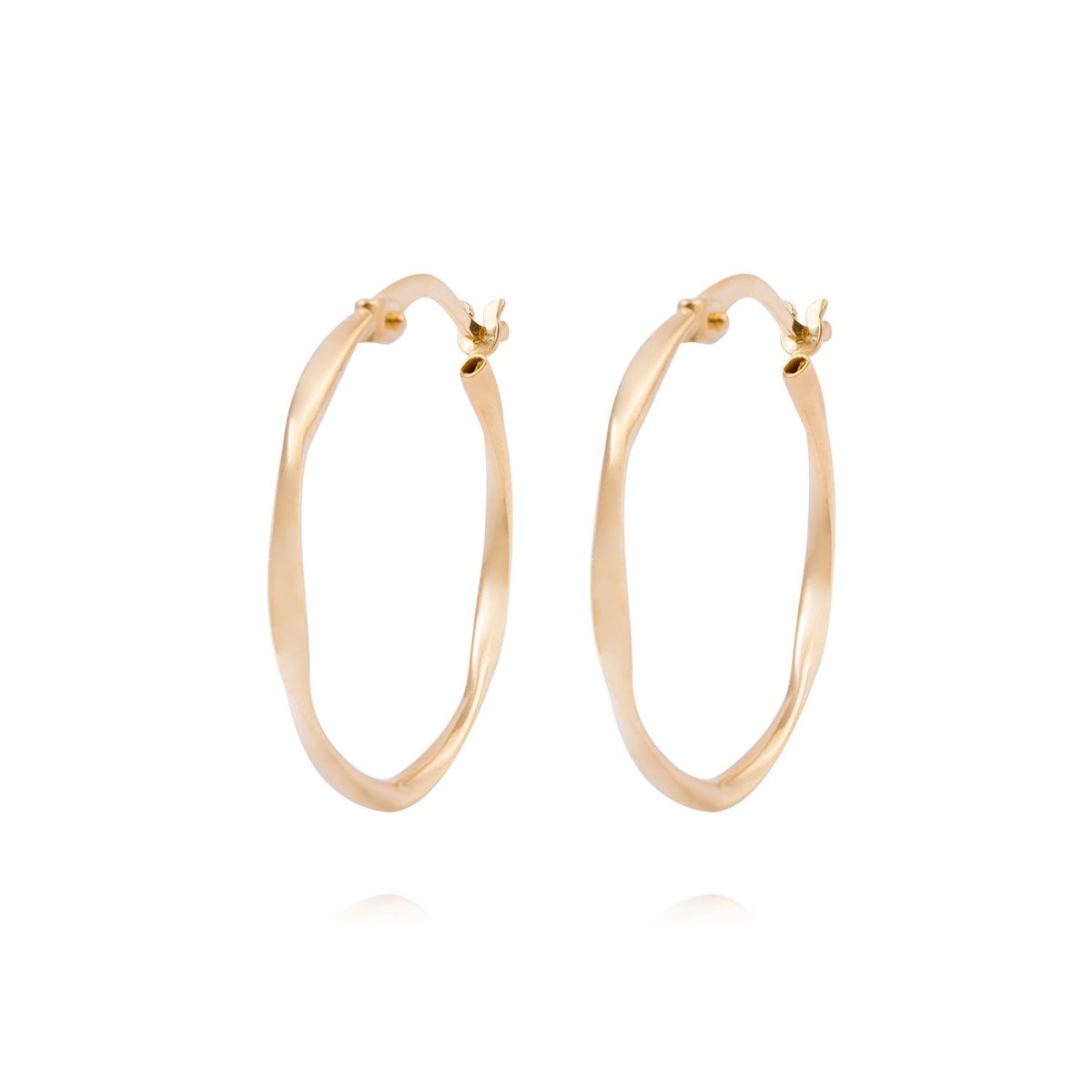 JB JOYAS BARON - Aros de Oro 18kt Argollas 15MM Asimetricas