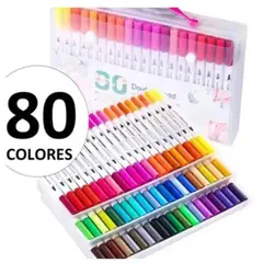 GENERICO - 80 Marcadores De Doble Punta Tipo Pincel Colores