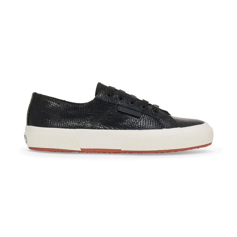 SUPERGA - Zapatilla 2750 Snake Leather Black F Avorio - Negro