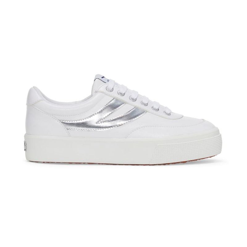 SUPERGA - Zapatilla 2740 Platform Blocks Mirror Synthetic White Silver - Blanco