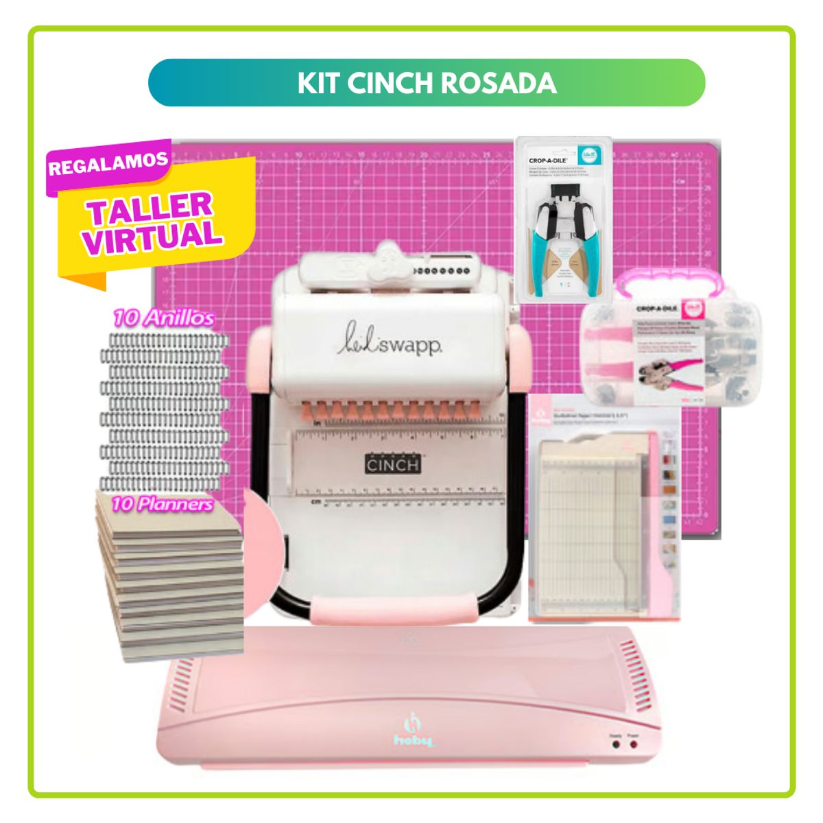 AMERICAN CRAFTS - Cinch rosada laminadora  kit de herramientas S54