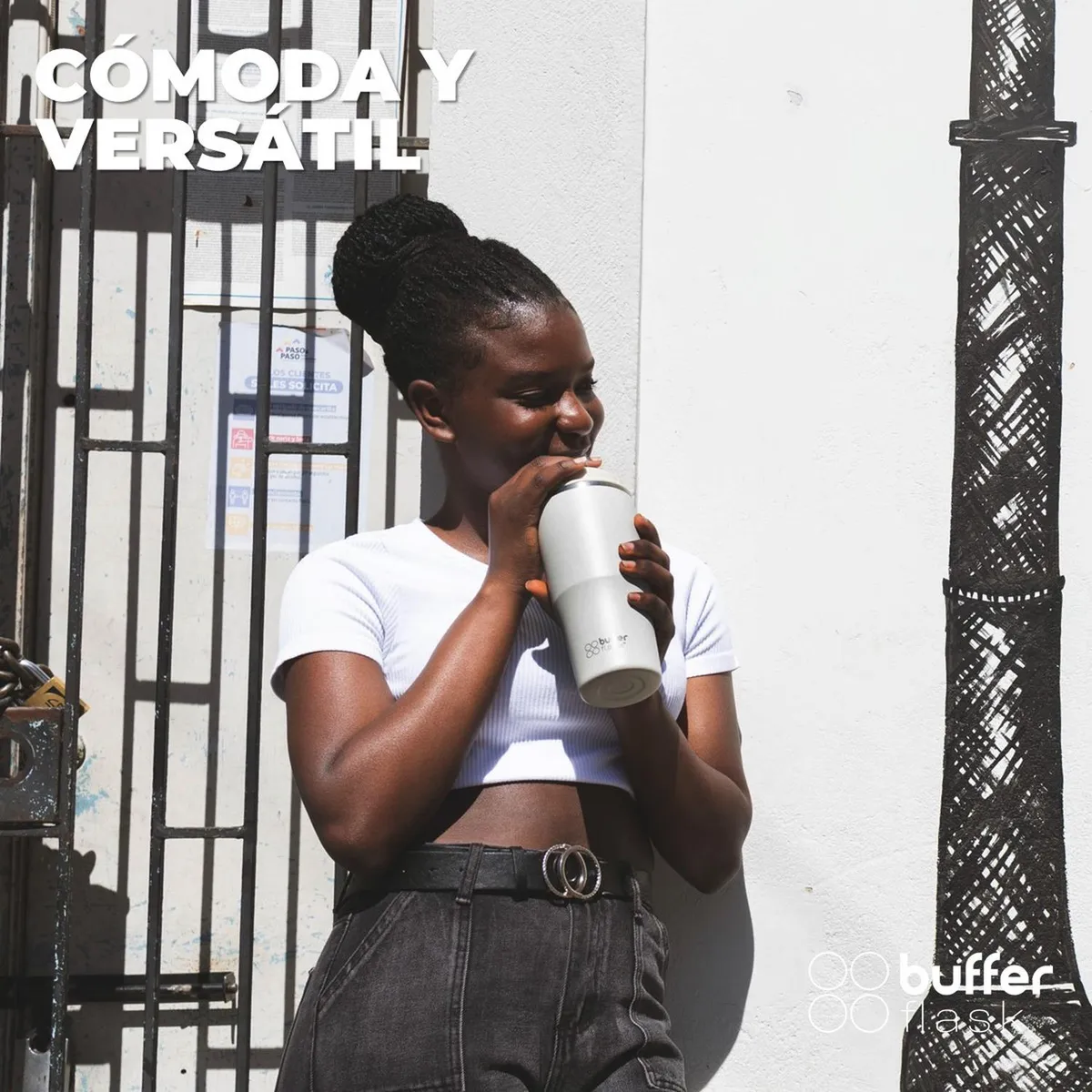 BUFFER FLASK - Mug Vaso Termo Agua Cafe 700ml AceroInox +Tapas - Crema