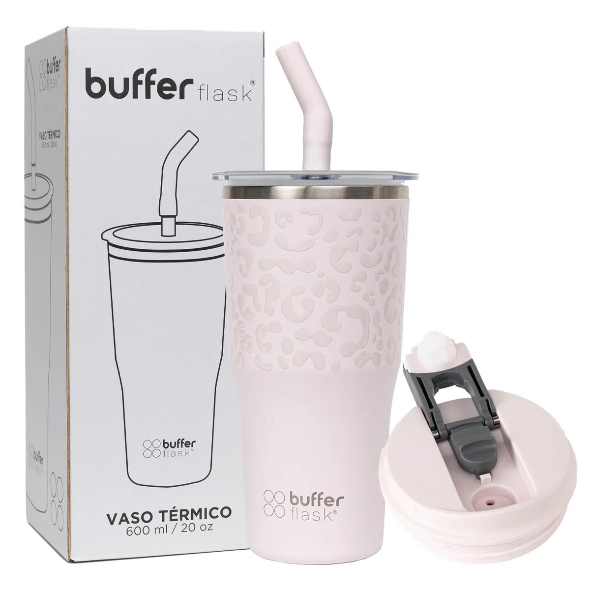 BUFFER FLASK - Termo CafeMug Buffer Vaso Termico600ml Sellable - Rosa claro