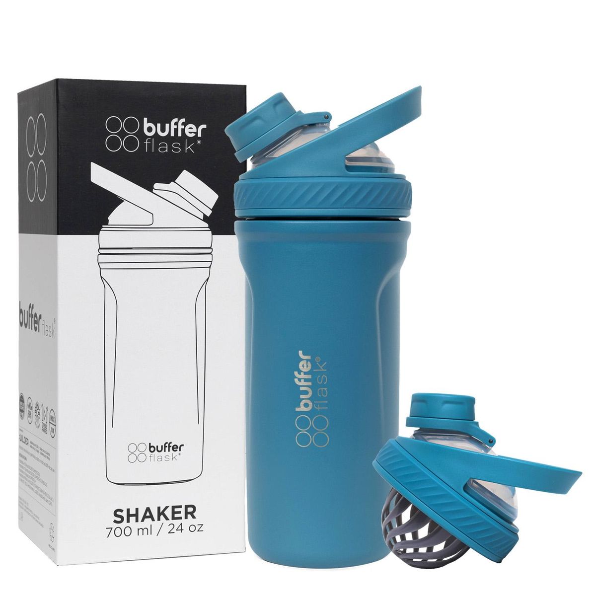 BUFFER FLASK - Shaker Vaso Proteina Mezclador Buffer Acero Inox 700 - Verde