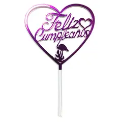 GENERICO - DECO TORTA ACRILICO FC CORAZON FUCSIA X1 UNI