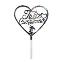 DECO TORTA ACRILICO FC CORAZON PLATEADO X1 UNI