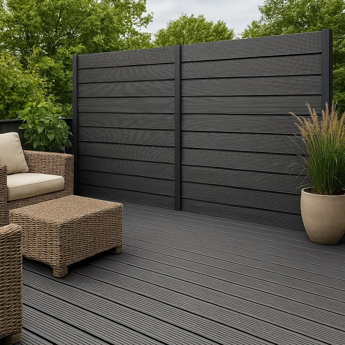 KLIK - Pack de 5 muros separadores divisores WPC madera clara