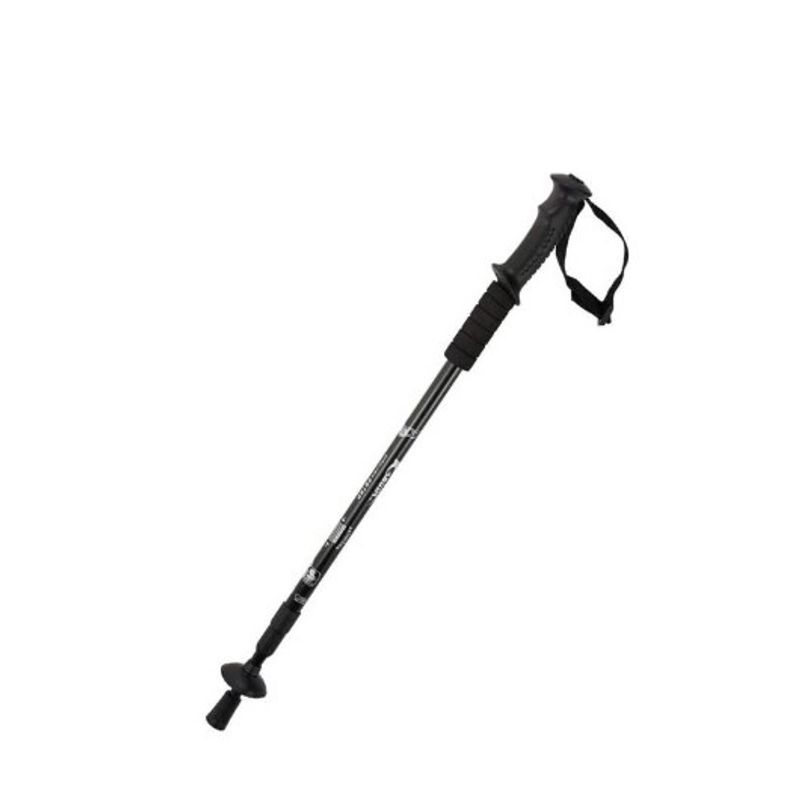 GENERICO - Baston Trekking Senderismo 3 Tramos Mango Recto Antishock Negro