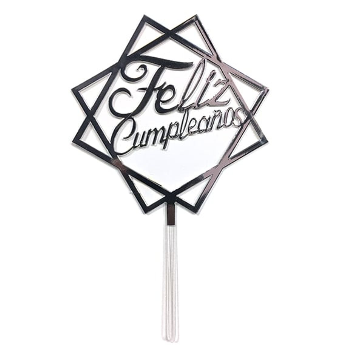 GENERICO - DECO TORTA ACRILICO FC CUADRADO PLATEADO X1 UNI