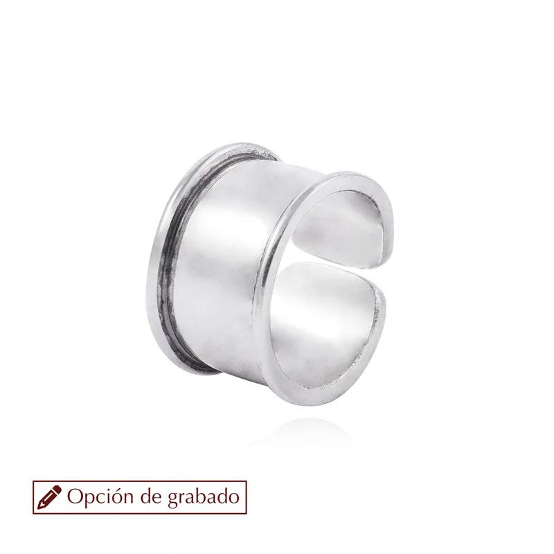 JB JOYAS BARON - Anillo de Plata Esterlina 925 Tubo Bisel