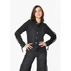 EFESIS - CHAQUETA CITRINA REGULAR TRABAS EN MANGA - Negro