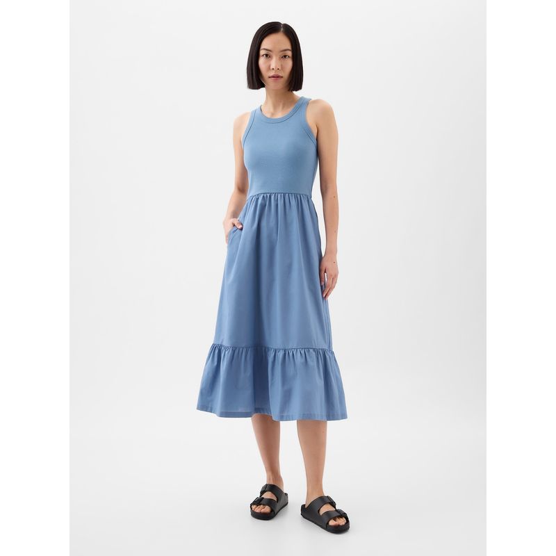 GAP - Vestido Mujer Midi Halter Celeste GAP