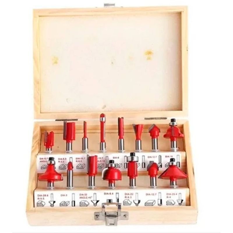 GENERICO - Brocas Fresas Madera Router 15 Pcs 6.35mm 1/4