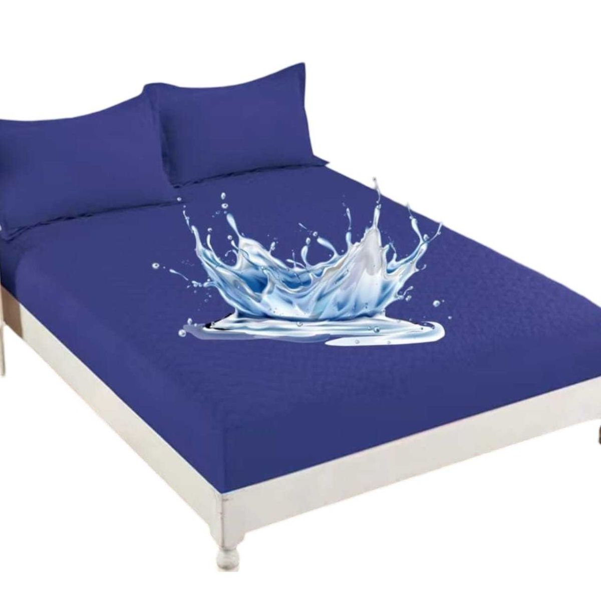 GENERICO - Protector de colchón 2 plazas IMPERMEABLE Azul marino